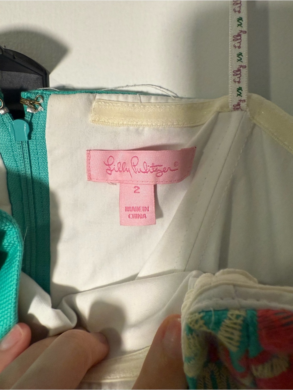 Lilly Pulitzer Turquoise and Cream Strapless Dress - Picture 2 of 3